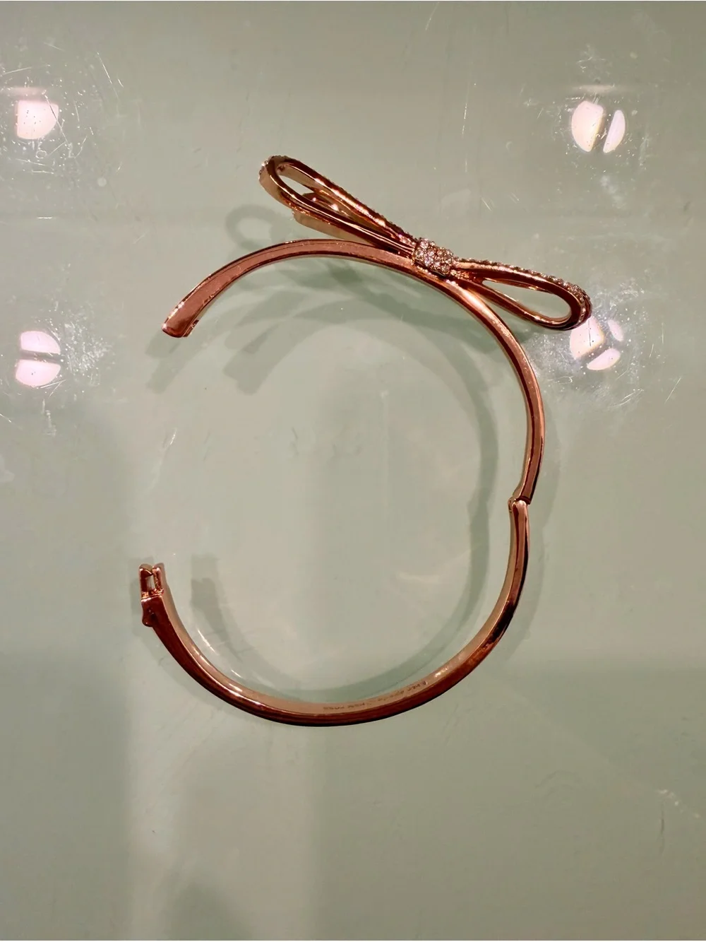 Kate Spade Crystal Bow Bangle Bracelet in Rose Gold - Women Jewelry - Picture 4 of 5